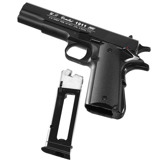 ASG M1911 US-C CO2-Luftpistole Kal. 4,5mm Stahl-BB Blowback Vollmetall schwarz Bild 4