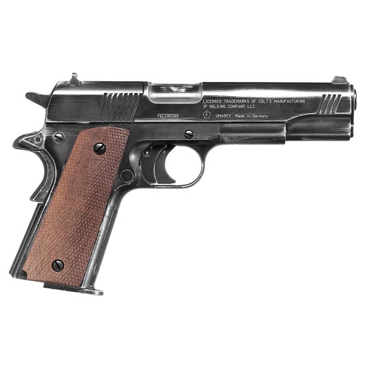 Colt Government 1911 A1 CO2 Luftpistole 4,5 mm Diabolo Antik Finish mit Walnussholz Griffschalen Bild 3