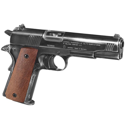 Colt Government 1911 A1 CO2 Luftpistole 4,5 mm Diabolo Antik Finish mit Walnussholz Griffschalen Bild 6