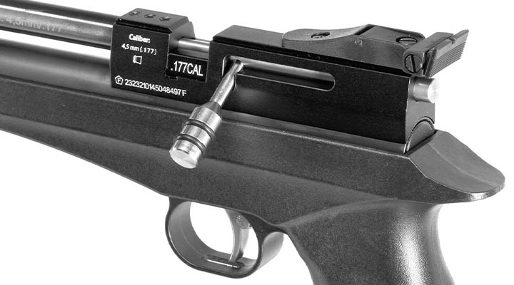 Diana Bandit Pressluftpistole PCP Kal. 4,5 mm Diabolo schwarz inkl. Schalldmpfer, Schaft und 9-Schuss Magazin Bild 7