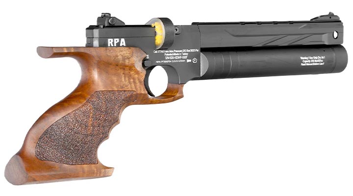Reximex RPA Pressluftpistole Kal. 4,5 mm Diabolo mit Holzgriff inkl. Pistolentasche, 2 x Magazine, One-Shot-Tray und Quickfill-A Bild 4