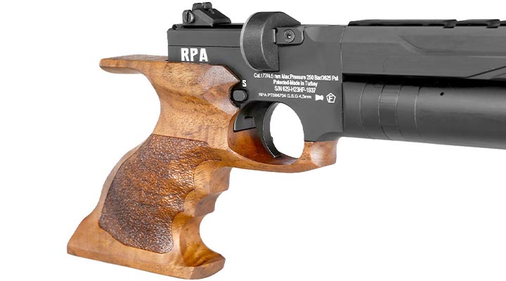 Reximex RPA Pressluftpistole Kal. 4,5 mm Diabolo mit Holzgriff inkl. Pistolentasche, 2 x Magazine, One-Shot-Tray und Quickfill-A Bild 8