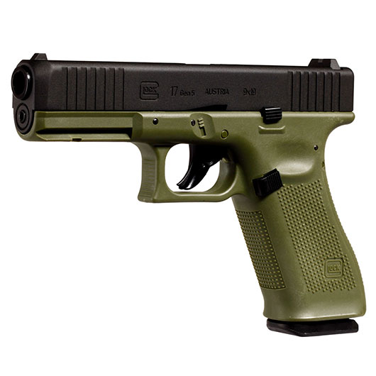 Glock 17 Gen5 Luftpistole CO2-Blowback Kal. 4,5 mm Stahl-BB Metallschlitten Battlefield Green Bild 1