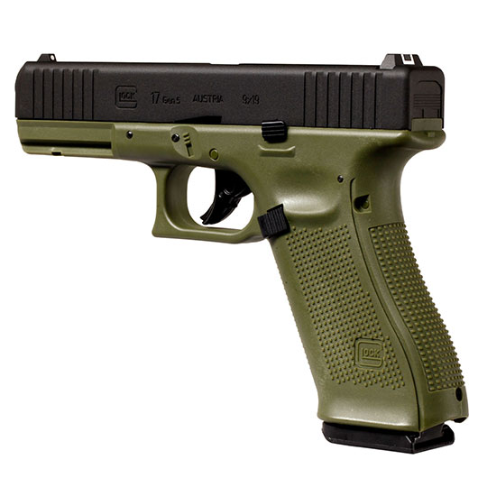 Glock 17 Gen5 Luftpistole CO2-Blowback Kal. 4,5 mm Stahl-BB Metallschlitten Battlefield Green Bild 2