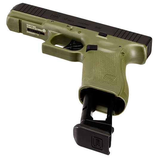 Glock 17 Gen5 Luftpistole CO2-Blowback Kal. 4,5 mm Stahl-BB Metallschlitten Battlefield Green Bild 4