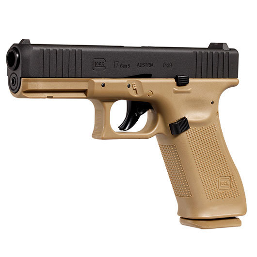 Glock 17 Gen5 Luftpistole CO2-Blowback Kal. 4,5 mm Stahl-BB Metallschlitten coyote Bild 1