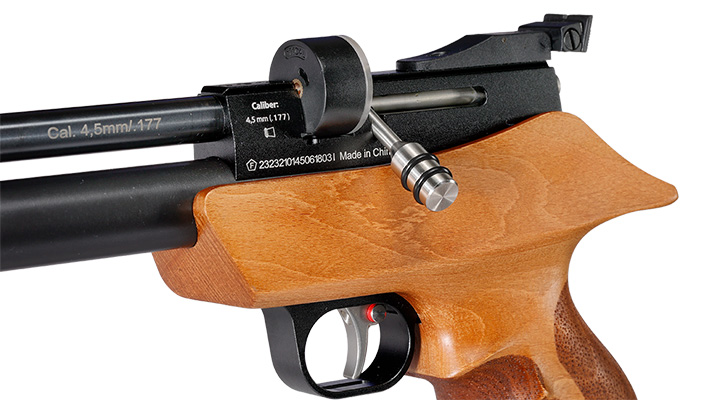 Diana Bandit Pressluftpistole PCP Kal. 4,5 mm Diabolo Buchenholz mit integriertem Regulator inkl. Schalldämpfer und 9-Schuss Mag Bild 7