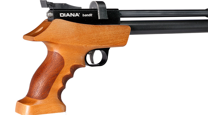 Diana Bandit Pressluftpistole PCP Kal. 4,5 mm Diabolo Buchenholz mit integriertem Regulator inkl. Schalldämpfer und 9-Schuss Mag Bild 8