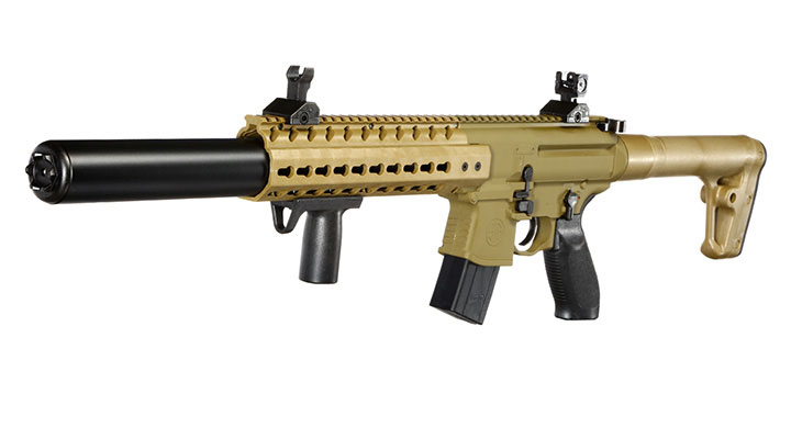 Sig Sauer MCX CO2 Luftgewehr Set 4,5 mm  mit 5 x 88 g CO2 Kartuschen, 3 Dosen Max Tactical Diabolos Kal. 4,5mm Farbe FDE Bild 1