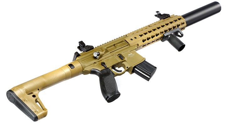 Sig Sauer MCX CO2 Luftgewehr Set 4,5 mm  mit 5 x 88 g CO2 Kartuschen, 3 Dosen Max Tactical Diabolos Kal. 4,5mm Farbe FDE Bild 9
