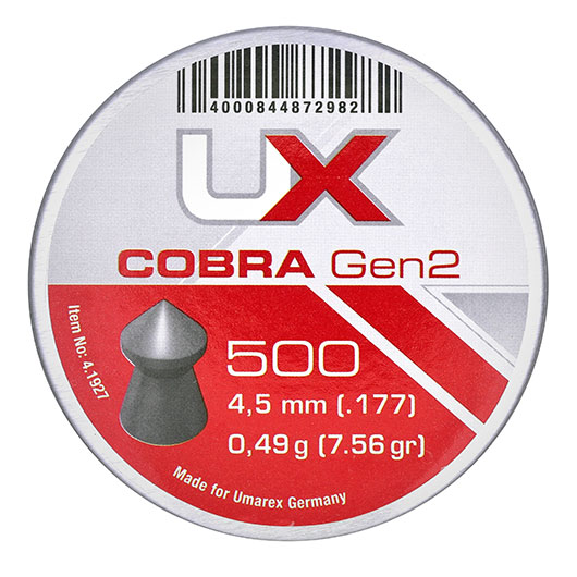 UX Spitzkopf Diabolos Cobra Gen2 Kal. 4,5mm 0,49g 500er Dose Bild 3