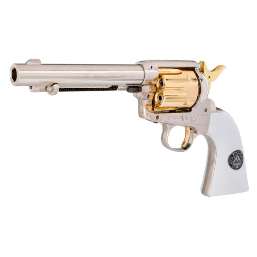 Colt Single Action Army .45 Smoke Wagon CO2-Revolver Kal. 4,5mm Diabolo silber/gold Limited Edition Bild 1