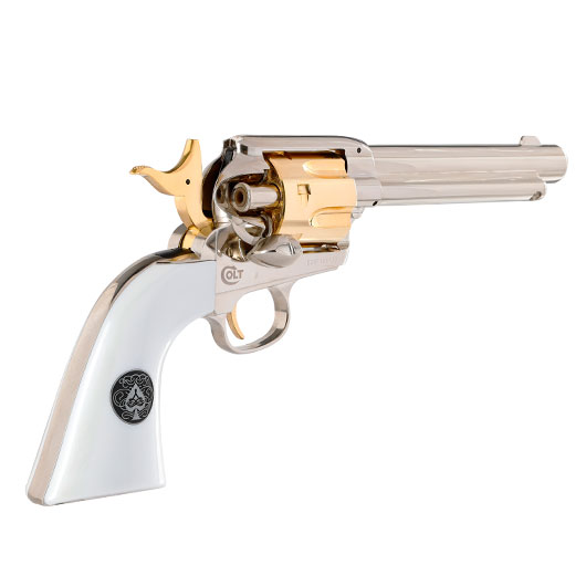 Colt Single Action Army .45 Smoke Wagon CO2-Revolver Kal. 4,5mm Diabolo silber/gold Limited Edition Bild 3