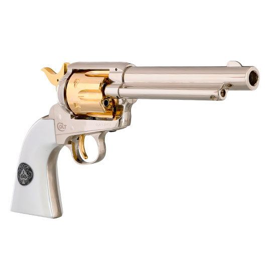 Colt Single Action Army .45 Smoke Wagon CO2-Revolver Kal. 4,5mm Diabolo silber/gold Limited Edition Bild 8