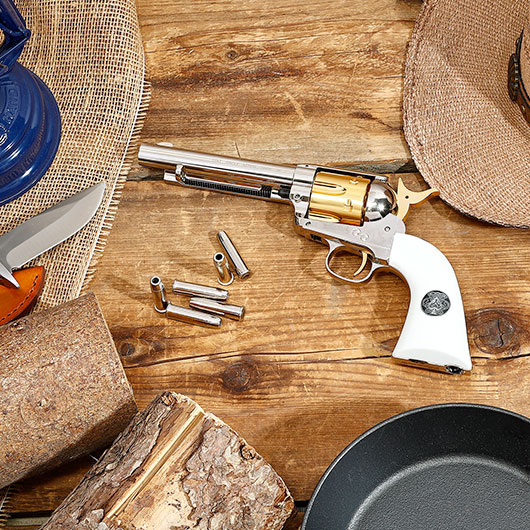 Colt Single Action Army .45 Smoke Wagon CO2-Revolver Kal. 4,5mm Diabolo silber/gold Limited Edition Bild 1
