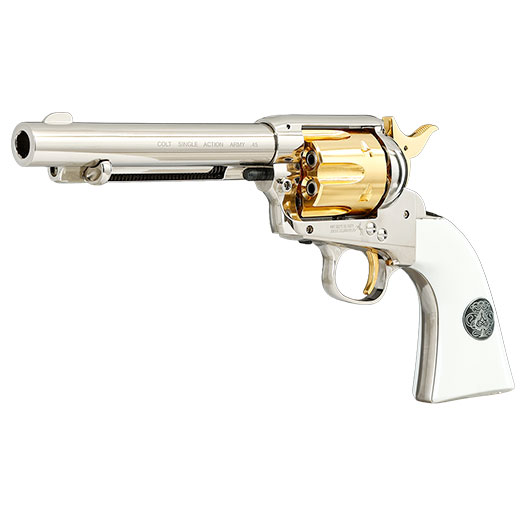 Colt Single Action Army .45 Smoke Wagon CO2-Revolver Kal. 4,5mm Diabolo silber/gold Limited Edition Bild 2