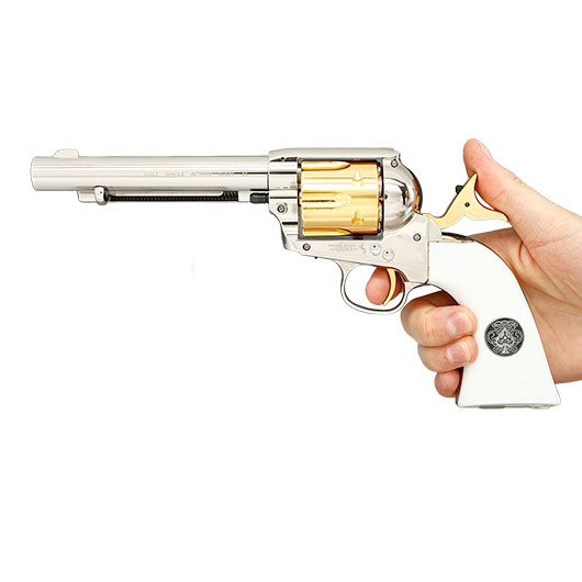 Colt Single Action Army .45 Smoke Wagon CO2-Revolver Kal. 4,5mm Diabolo silber/gold Limited Edition Bild 3