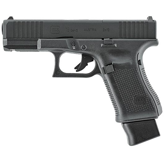 Glock 19 Gen5 MOS CO2 Luftpistole Kal. 4,5mm BB Blowback Metallschlitten schwarz inkl. Adapterplatten