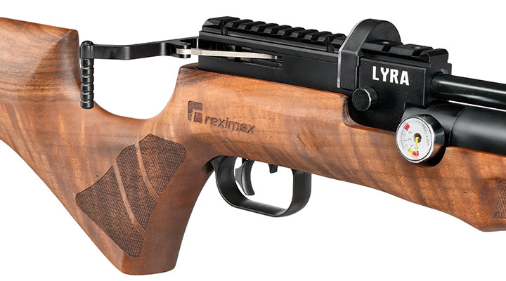 Reximex Lyra Pressluftgewehr PCP Kal. 4,5mm Diabolo Walnussholz inkl. 2 x 14-Schuss Magazin & Einzelschussadapter Bild 10