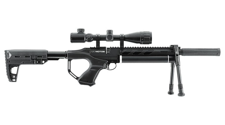 UX Notos Pressluftgewehr PCP Kal. 4,5mm Diabolo 9-schssig schwarz inkl. 9-Schuss Magazin, Zielfernrohr 3-9x40 & Zweibein Bild 2