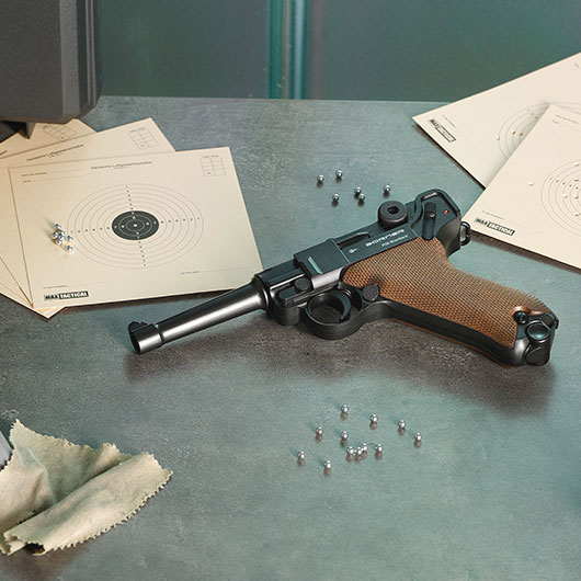 Borner P08 CO2 Luftpistole Kal. 4,5mm BB BlowBack Vollmetall dunkelgrau Bild 1