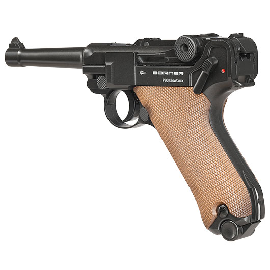 Borner P08 CO2 Luftpistole Kal. 4,5mm BB BlowBack Vollmetall dunkelgrau Bild 4