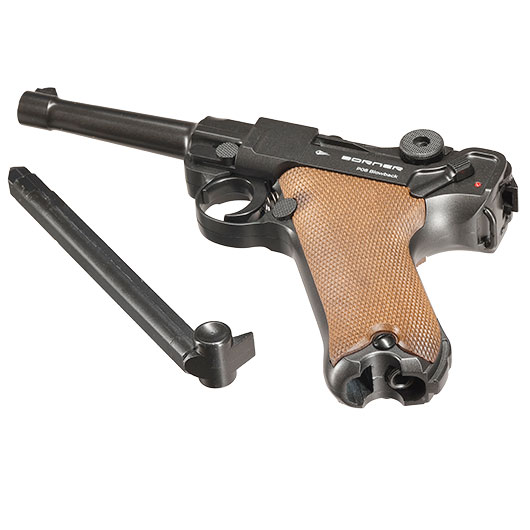 Borner P08 CO2 Luftpistole Kal. 4,5mm BB BlowBack Vollmetall dunkelgrau Bild 7