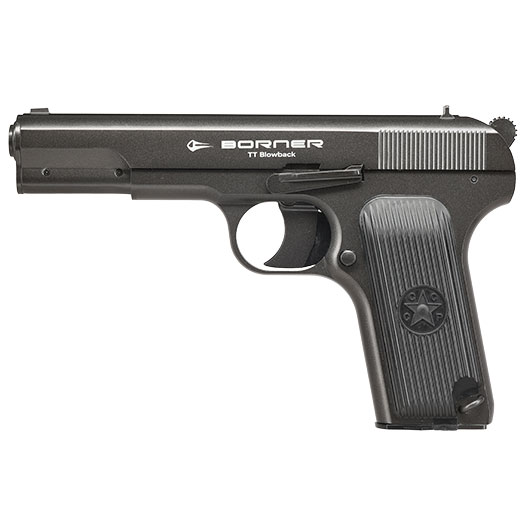 Borner TT CO2 Luftpistole Kal. 4,5mm BB BlowBack Vollmetall dunkelgrau