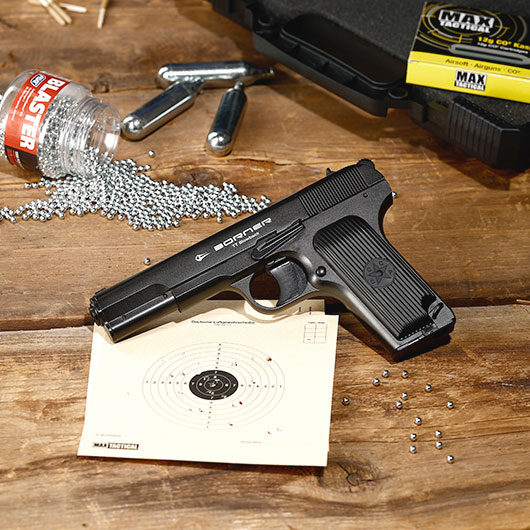 Borner TT CO2 Luftpistole Kal. 4,5mm BB BlowBack Vollmetall dunkelgrau Bild 1