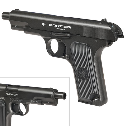 Borner TT CO2 Luftpistole Kal. 4,5mm BB BlowBack Vollmetall dunkelgrau Bild 9
