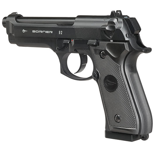 Borner 92 CO2 Luftpistole Kal. 4,5mm BB und Diabolo BlowBack mit Metallschlitten schwarz Bild 4