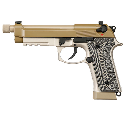 KLI M92A3 CO2 Luftpistole Kal. 4,5 mm BB Vollmetall Blowback Desert Tan - G10 Grip Edition