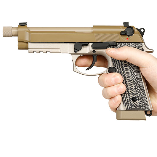 KLI M92A3 CO2 Luftpistole Kal. 4,5 mm BB Vollmetall Blowback Desert Tan - G10 Grip Edition Bild 3