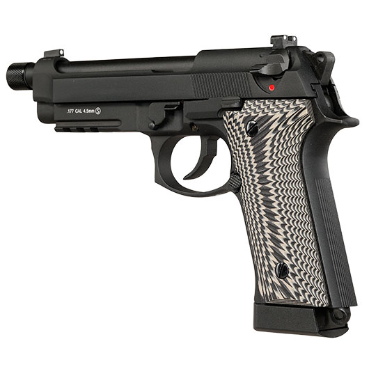 KLI M92A3 CO2 Luftpistole Kal. 4,5 mm BB Vollmetall Blowback schwarz - G10 Grip Edition Bild 10