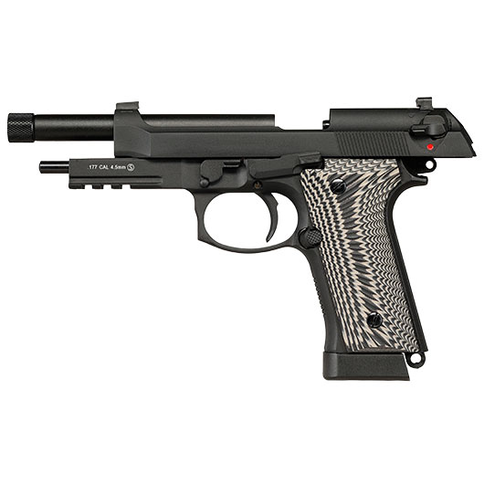 KLI M92A3 CO2 Luftpistole Kal. 4,5 mm BB Vollmetall Blowback schwarz - G10 Grip Edition Bild 4