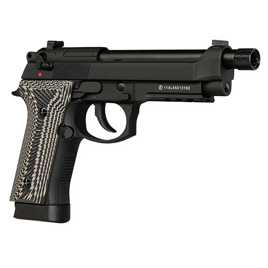 KLI M92A3 CO2 Luftpistole Kal. 4,5 mm BB Vollmetall Blowback schwarz - G10 Grip Edition Bild 9