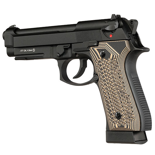 KLI M92A1 CO2 Luftpistole Kal. 4,5 mm BB Vollmetall Blowback schwarz - G10 Grip Edition Bild 10