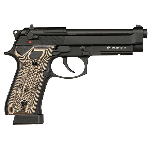 KLI M92A1 CO2 Luftpistole Kal. 4,5 mm BB Vollmetall Blowback schwarz - G10 Grip Edition Bild 5