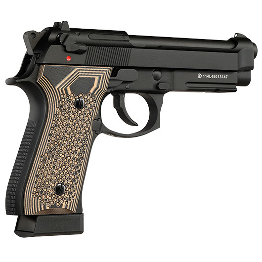 KLI M92A1 CO2 Luftpistole Kal. 4,5 mm BB Vollmetall Blowback schwarz - G10 Grip Edition Bild 6