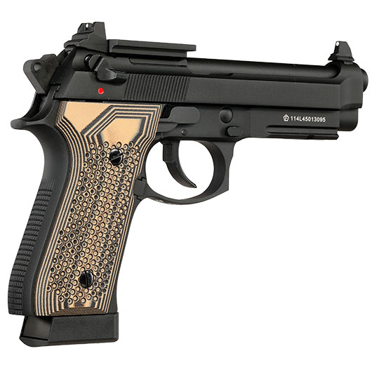 KLI M92A1 Optic Ready CO2 Luftpistole Kal. 4,5 mm BB Vollmetall Blowback schwarz - G10 Grip Edition Bild 6