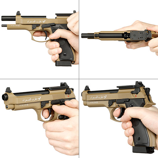 KLI M92 Optic Ready Sahara LE CO2 Luftpistole Kal. 4,5 mm BB Vollmetall Blowback Desert Tan Bild 8