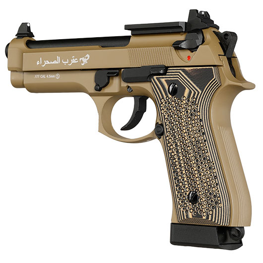 KLI M92 Optic Ready Sahara LE CO2 Luftpistole Kal. 4,5 mm BB Vollmetall Blowback Desert Tan - G10 Grip Edition Bild 10