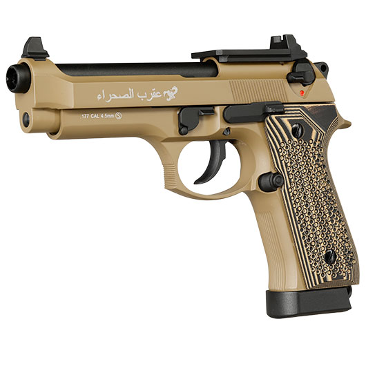 KLI M92 Optic Ready Sahara LE CO2 Luftpistole Kal. 4,5 mm BB Vollmetall Blowback Desert Tan - G10 Grip Edition Bild 2
