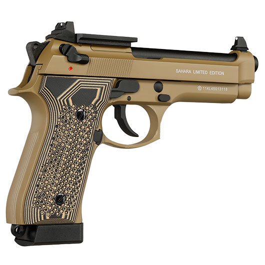 KLI M92 Optic Ready Sahara LE CO2 Luftpistole Kal. 4,5 mm BB Vollmetall Blowback Desert Tan - G10 Grip Edition Bild 6