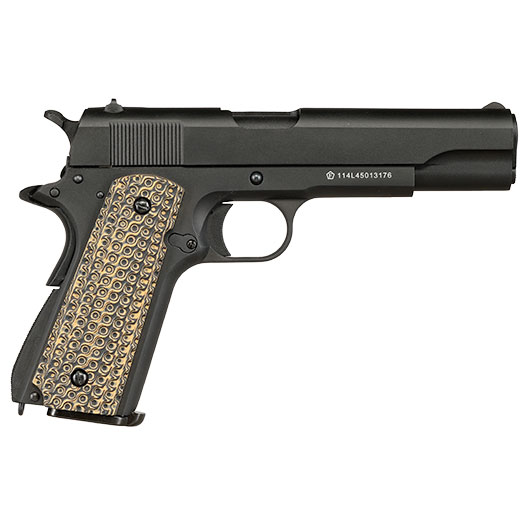 KLI M1911-A1 CO2 Luftpistole Kal. 4,5 mm BB Blowback Vollmetall schwarz - G10 Grip Edition Bild 5