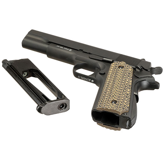 KLI M1911-A1 CO2 Luftpistole Kal. 4,5 mm BB Blowback Vollmetall schwarz - G10 Grip Edition Bild 7
