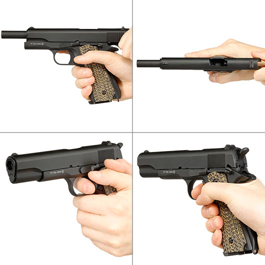 KLI M1911-A1 CO2 Luftpistole Kal. 4,5 mm BB Blowback Vollmetall schwarz - G10 Grip Edition Bild 8
