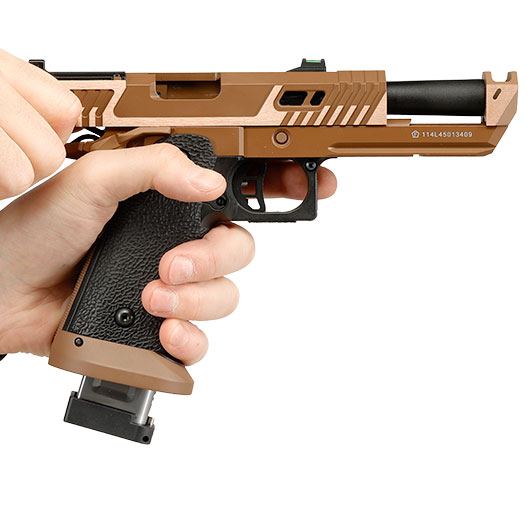 KLI Hi-Capa 4.3 Sahara Viper Optic Ready CO2 Luftpistole Kal. 4,5 mm BB Blowback Vollmetall Desert Tan Bild 11