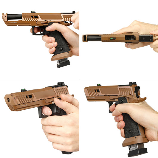 KLI Hi-Capa 4.3 Sahara Viper Optic Ready CO2 Luftpistole Kal. 4,5 mm BB Blowback Vollmetall Desert Tan Bild 8