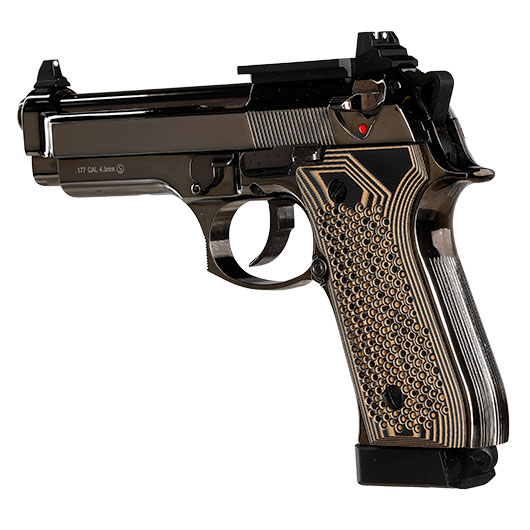 KLI M92 Fusion Optic Ready CO2 Luftpistole Kal. 4,5 mm BB Vollmetall Blowback Blackchrome-Finish - G10 Grip Edition Bild 10